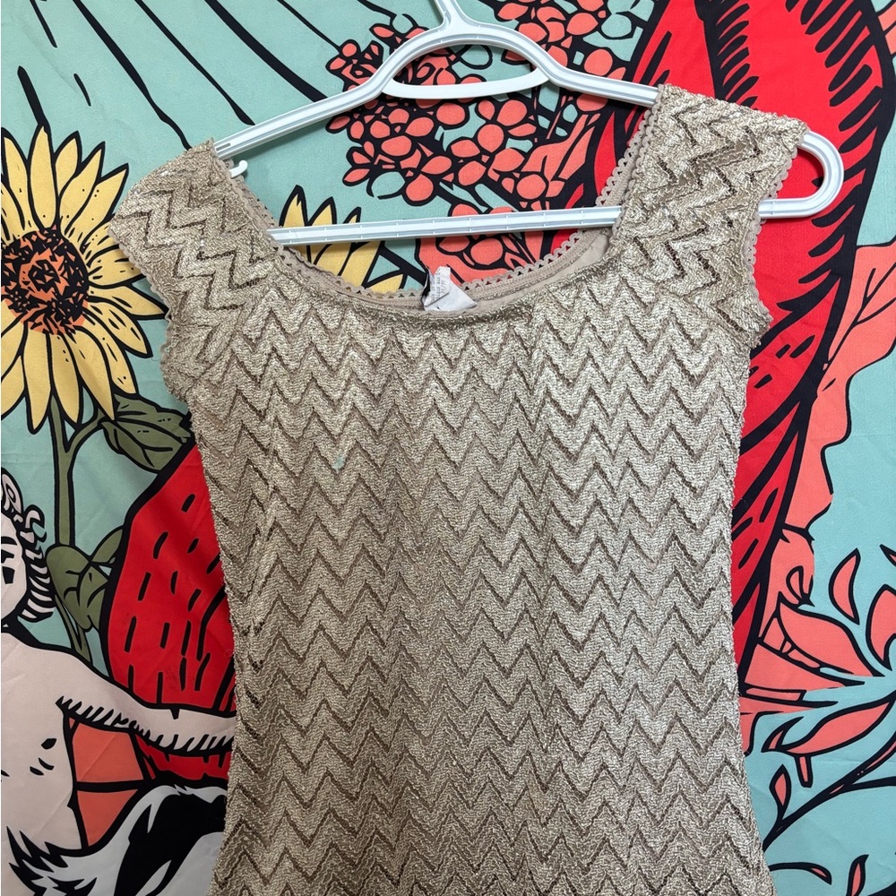 Gothic Gold Zigzag Patterned Top